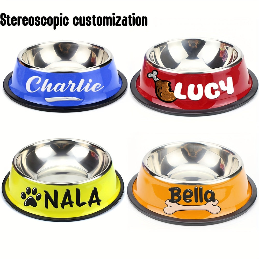 1pc Personalized Stainless Steel Dog Bowls - Non-Slip Custom Pet Feeding Dishes - For Dogs - Ideal for New Year Gifts
