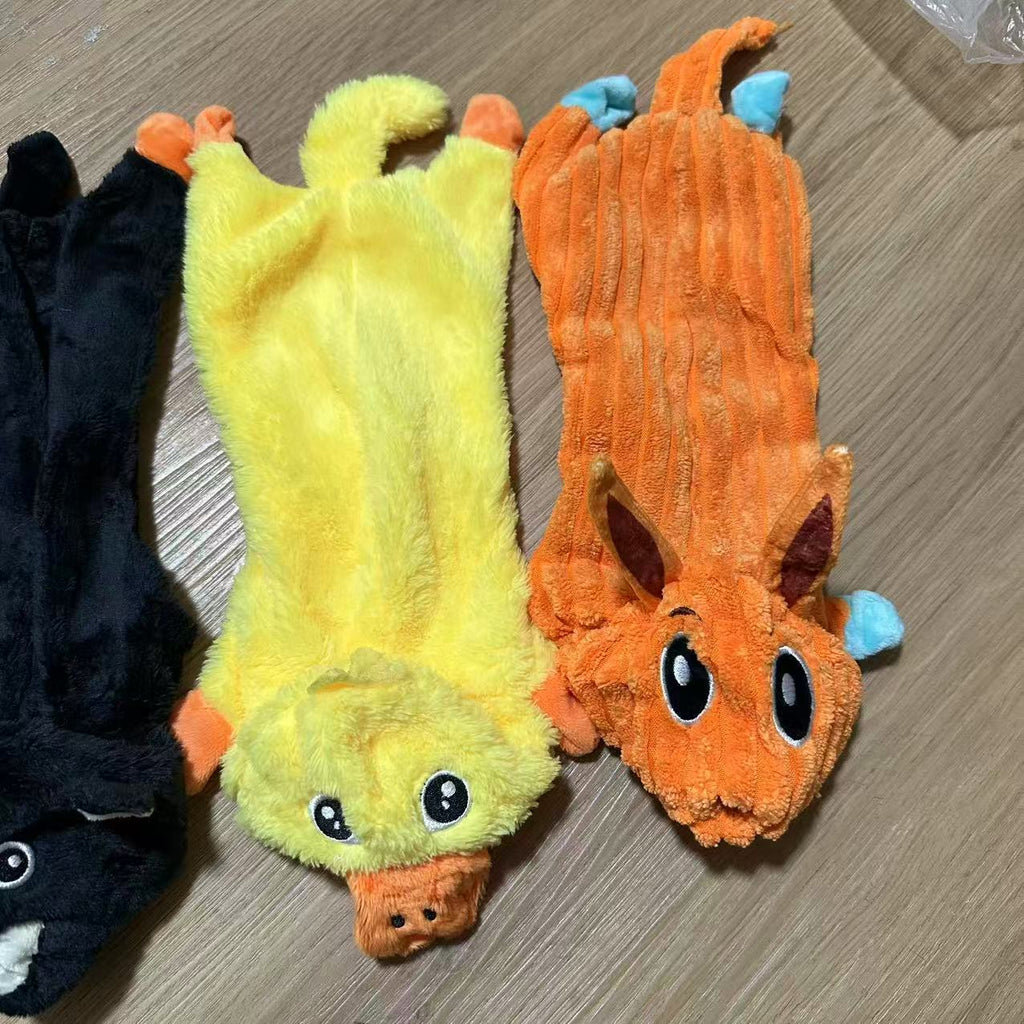 Flat No-Fill Squeaky Plush Dog Toys Dog Sound Toys Chew Toys Crinkle Dog Toys Durable Dog Chew Toys Plush Cute Animals Puppy Toys Teething Pet Toys Squeak for Small Dogs