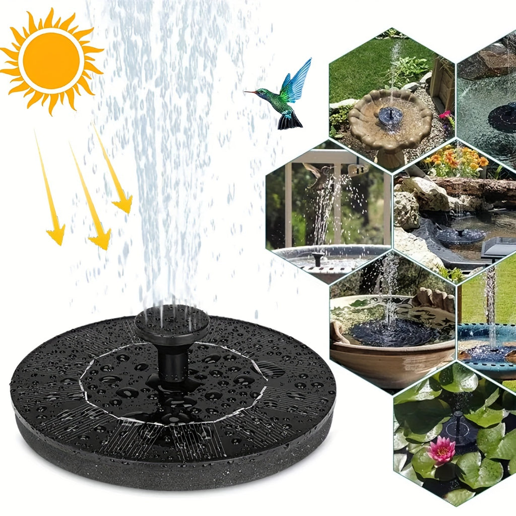 1pc Solar Fountain Pump, 1.5W Solar Bird Bath Pump With 6 Nozzles, Stand-Alone Portable Floating Solar Drinking Water Pump For Garden, Bird Bath, Pond, Swimming Pool, Outdoor & Backyard Aquarium