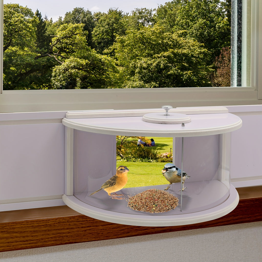 1pc Window Bird Feeder with 180° Clear View - Easy Install, No Battery Needed, Durable Plastic, Perfect for Outdoor Home Decor