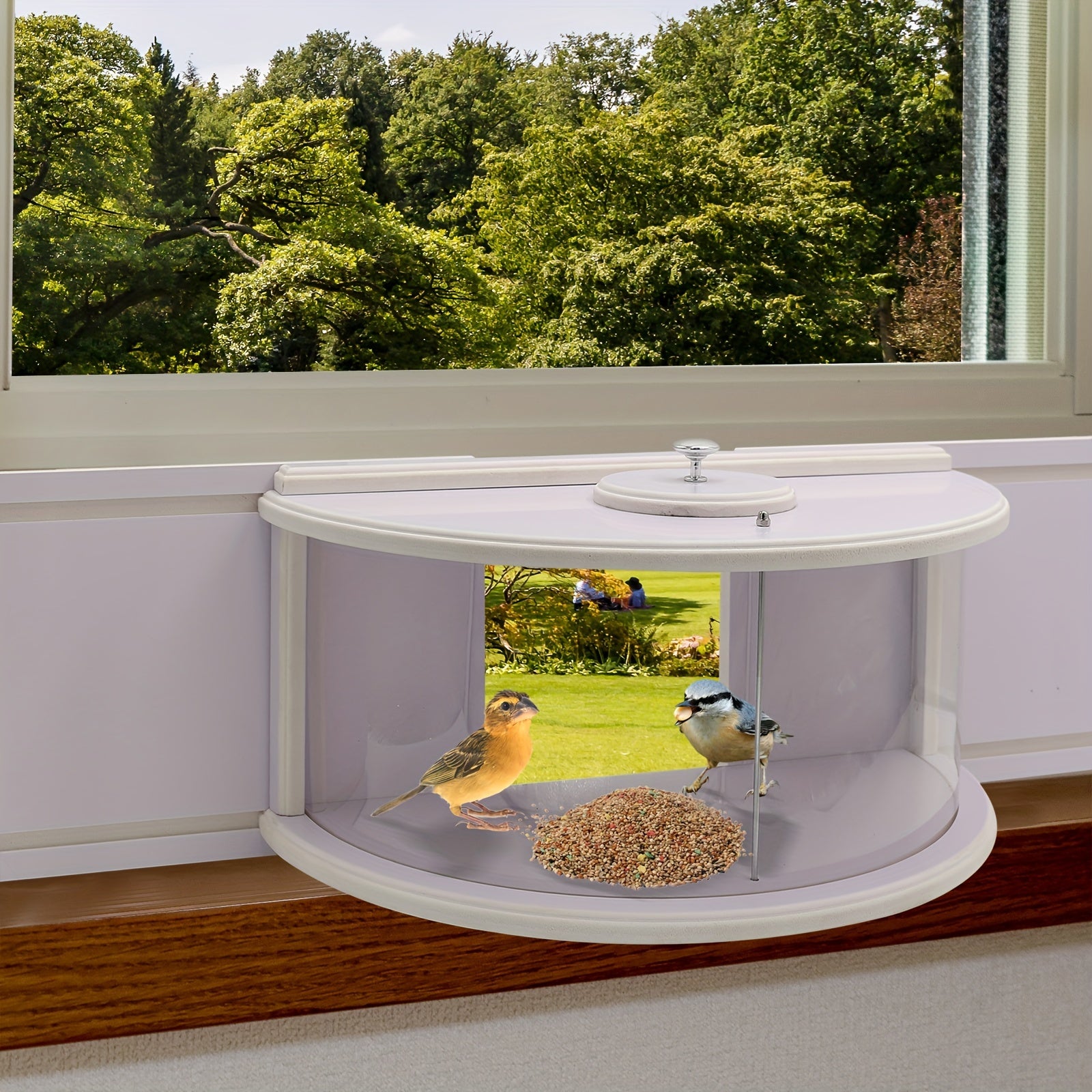 1pc Window Bird Feeder with 180° Clear View - Easy Install, No Battery Needed, Durable Plastic, Perfect for Outdoor Home Decor