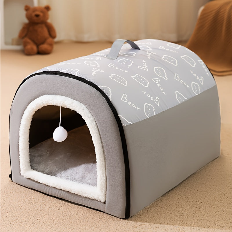 1pc Cozy Cartoon Pet Bed - Soft PP Cotton, Removable & Washable, Four Seasons Universal Kennel for Extra Small to Large Dogs