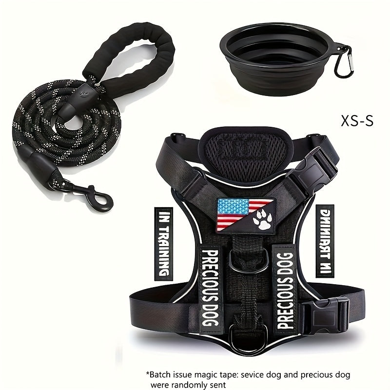 Service Dog Harness And Leash Set with 1pc Folding Bowl
