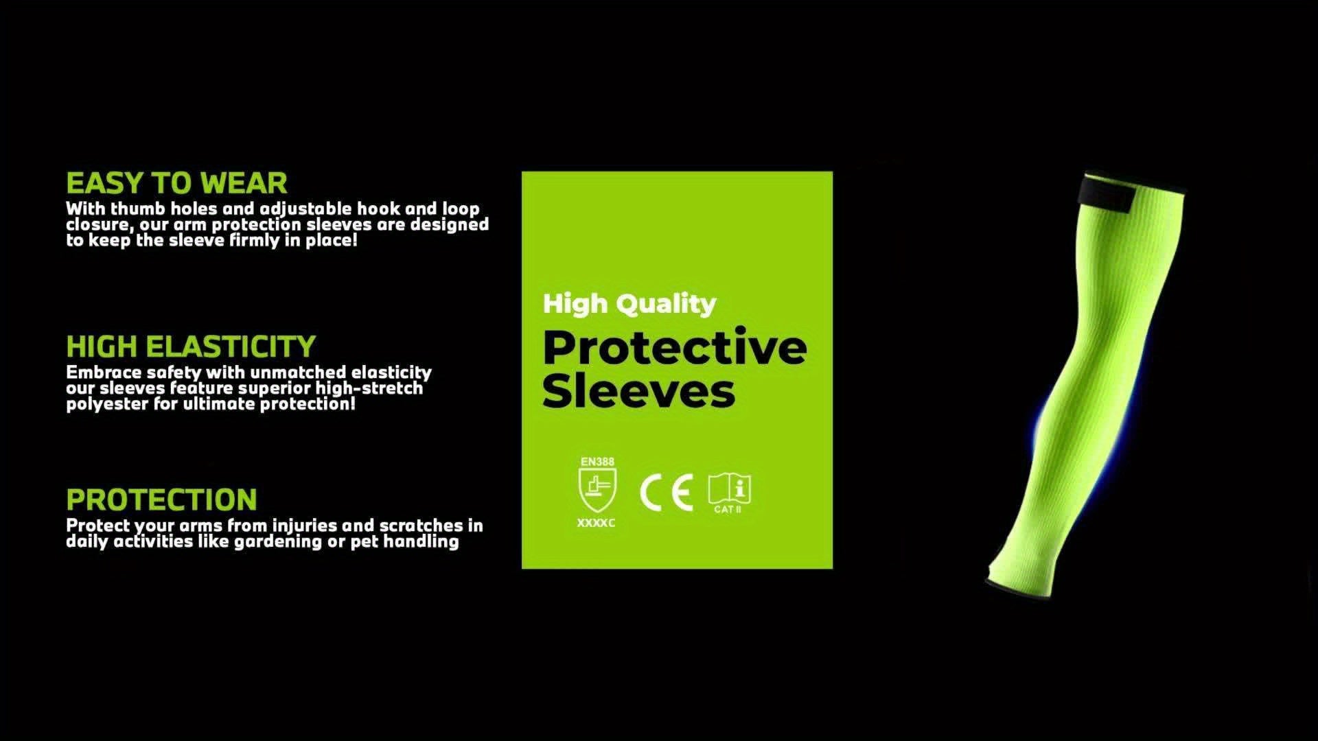 [1 Pair Cut-Resistant Arm Sleeves] 1 Pair JOISIV Cut-Resistant Arm Sleeves, Polyester, Ambidextrous, Machine Washable, with Tumb Button & Adjustable Closure, for Gardening, Kitchen, Pet Grooming, Phthalate & Latex Free