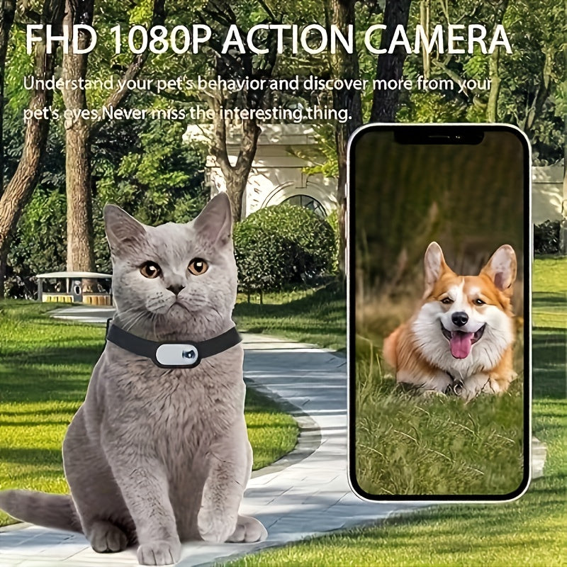 [HD 1080P | Infrared] omLife HD 1080P Pet Collar Camera | 1pc with 8GB SD Card, USB Rechargeable, Infrared Sensor, Portable Indoor/Outdoor Video Camera for Cats & Dogs, Black, Indoor Pet Monitoring, Sleek Design, Durable Cons