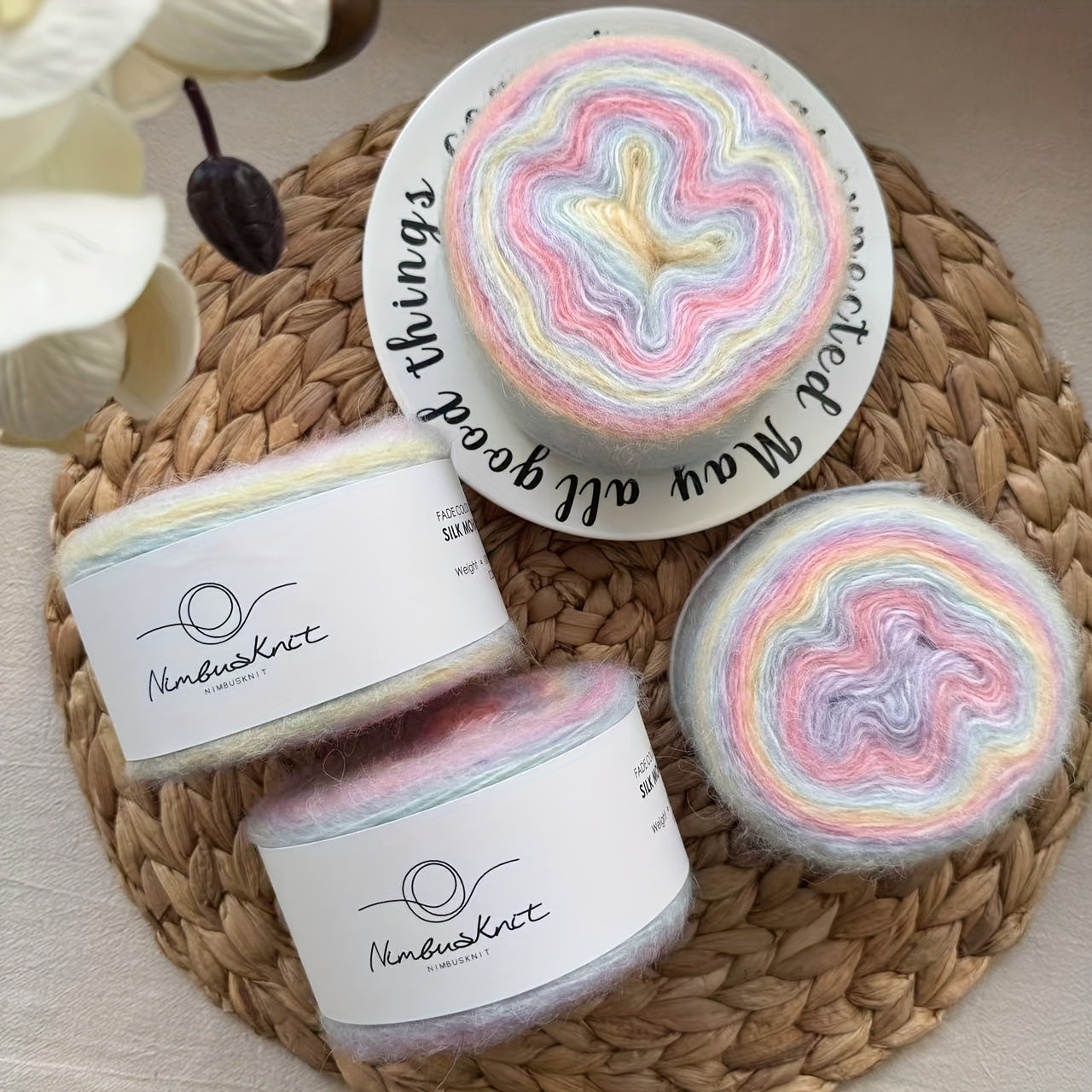 4 Pce/set, 400g Yarn, Hand-knitted Yarn, Spray Yarn, Cloud Yarn, Cake Yarn, And Rainbow Yarn, Soft And Comfortable, Suitable for Crochet, Scarves, Sweaters, Shawls, Blankets, Pet Toys, Handmade Gifts, Halloween, Christmas, An