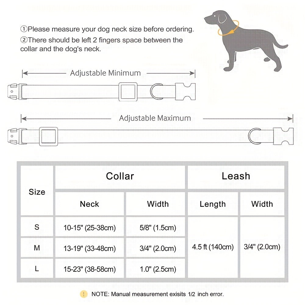 [Retro Pet Collar] Retro Color Matching PU Synthetic Leather Pet Collar and Leash Set - Durable Nylon Webbing Lined Dog Collar - Suitable for Large, Medium and Small Dogs