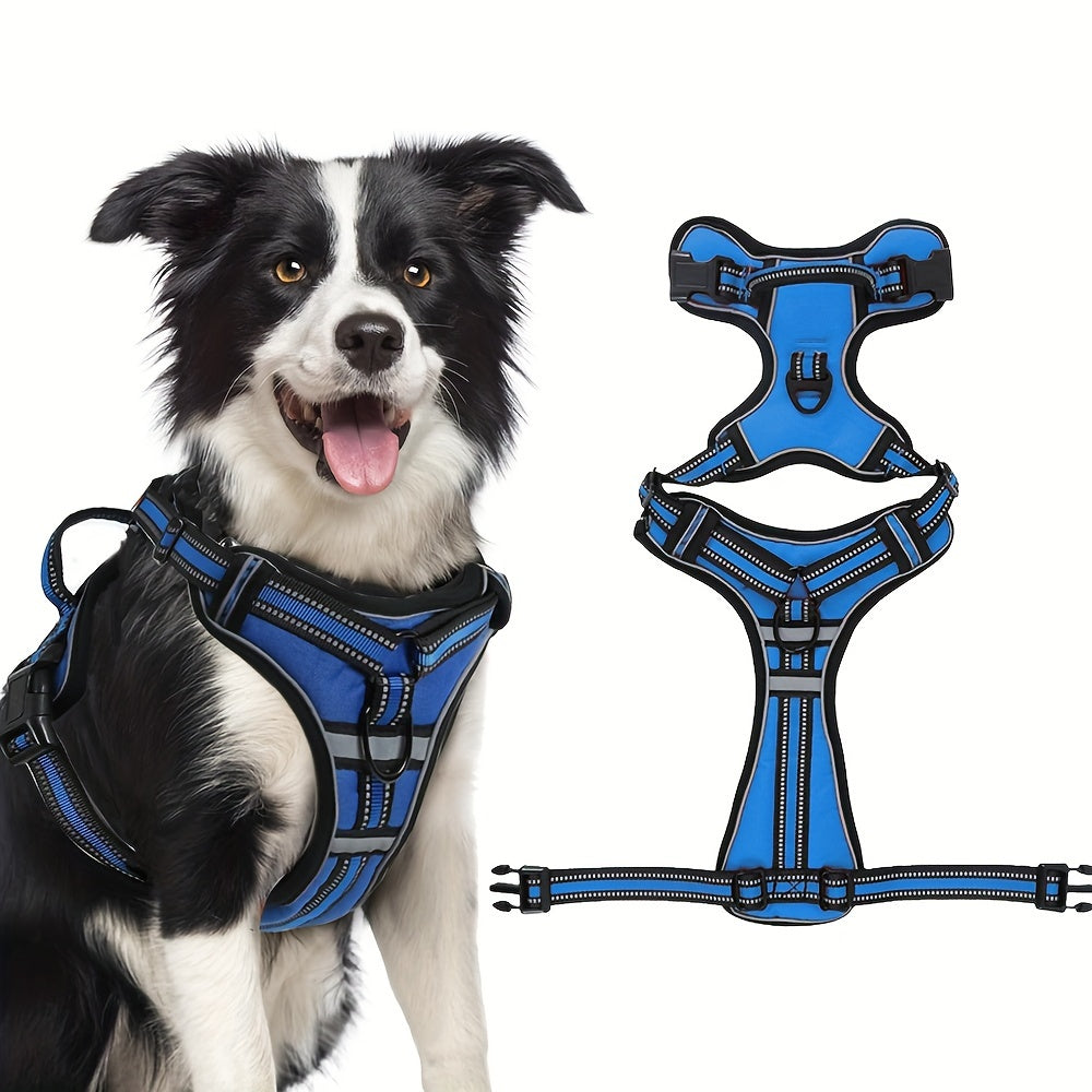 Ultimate Comfort Pet Harness - Adjustable Soft Padded No-Choke Reflective Vest with Easy Control Handle, 2 Leash Clips, and Breathable Oxford Fabric for Small, Medium, and Large Dogs