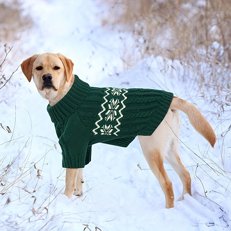 [Machine Washable Acrylic Blend Apparel] Cozy Christmas Dog Sweater - Acrylic Blend Knit Pet Apparel with Turtleneck and Sleeves, Machine Washable, All-Season Pullover for Small, Medium, Large Breeds