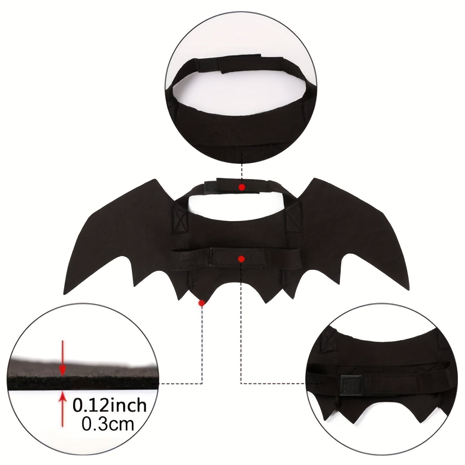 Solid Color Polyamide Bat Wings Cat Costume - All-Season Pet Apparel for Mini & Toy, Small Breeds - Woven Non-Battery Halloween Cat Bat Wing Dress-Up Accessory