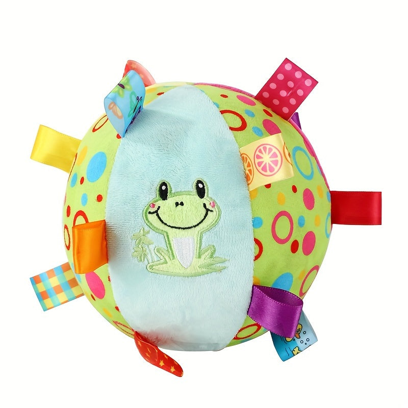 [1pc Durable Squeaky Ball Toy] 1pc Colorful Cartoon-Themed Plush Squeaky Ball Toy for Large Dogs - Durable Chew & Teeth Cleaning Interactive Pet Toy with Ribbon Tail, No Batteries Required, Dog Toys