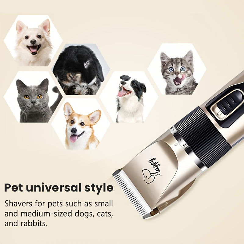 12-in-1 Premium Pet Grooming Kit - Electric Precision Trimmers with Gentle Hair Cutting Technology, Silent Clippers for Dogs & Cats, Includes Scissors, Combs, and Accessories - USB Rechargeable, Dog Grooming