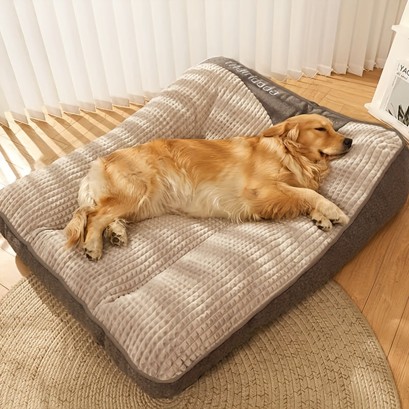 Extra Large Dog Bed for Medium & Large Dogs - Deep Sleep Mattress with Ergonomic Support, Cooling Gray & Beige Striped Design, Durable Polyester, No Assembly Needed, Perfect for Indoor Pets, Dog Bed for Large Dogs, Indoor Pet