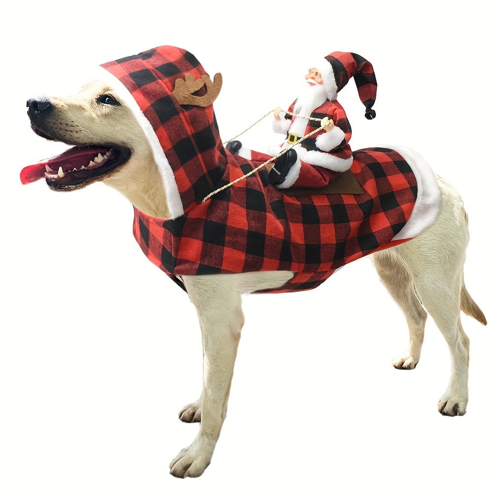 Adorable Santa Claus Pet Costume - Soft, Comfortable, Riding Design for Small, Medium, Large Dogs - Festive Party Outfit, Christmas Dog Clothes, Cosplay Pet Apparel
