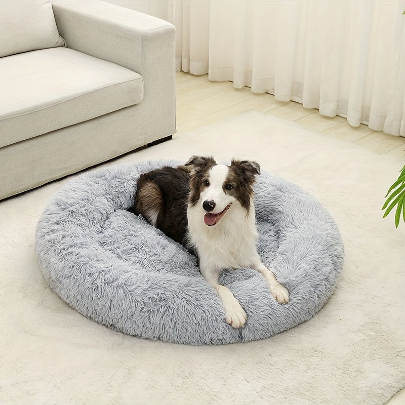 Cozy Fluffy Faux Fur Plush Pet Bed - Soft, Warming, Round, Long-Lasting Comfort for Small to Medium Dogs and Cats - Ideal for Cold Winter Nights and Snuggle Lovers