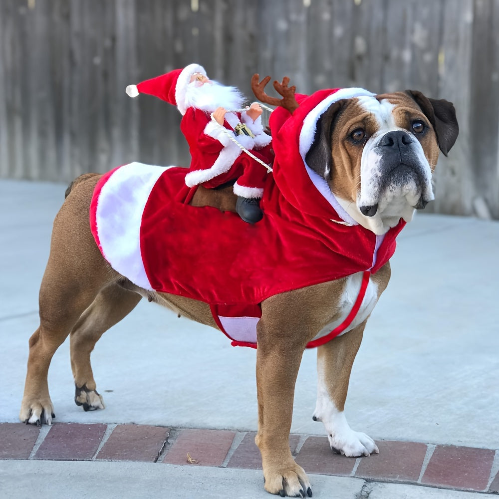 Adorable Santa Claus Pet Costume - Soft, Comfortable, Riding Design for Small, Medium, Large Dogs - Festive Party Outfit, Christmas Dog Clothes, Cosplay Pet Apparel