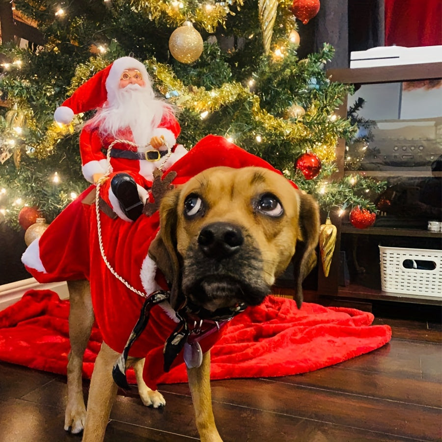 Adorable Santa Claus Pet Costume - Soft, Comfortable, Riding Design for Small, Medium, Large Dogs - Festive Party Outfit, Christmas Dog Clothes, Cosplay Pet Apparel