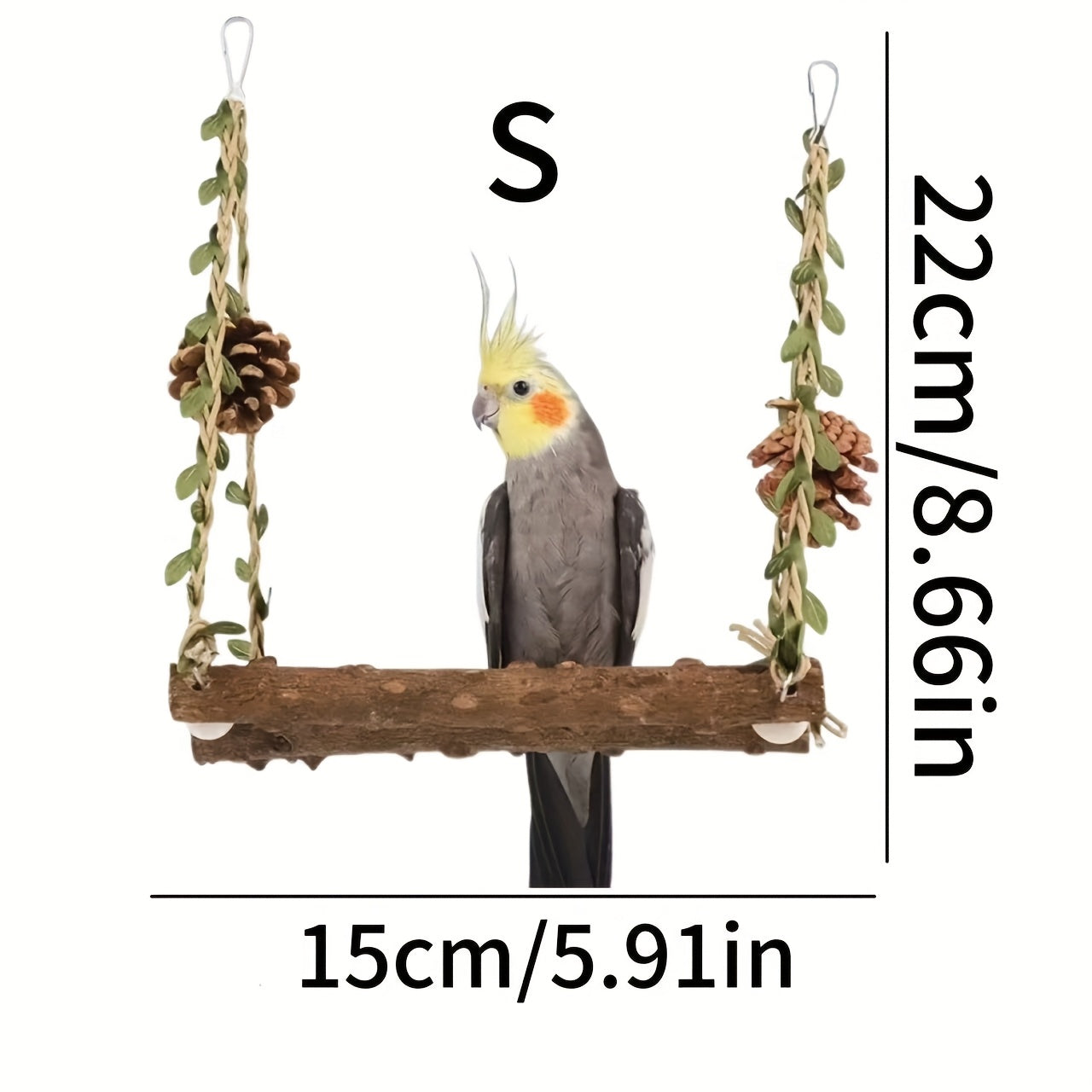 1pc Wooden Bird Perch Swing Set with Climbing Ladder, Multi-Functional Pet Accessories with Chewing and Grinding Features, Non-Electric Hanging Cage Toy for Parrots, Lovebirds, and Conures, with Color May Vary