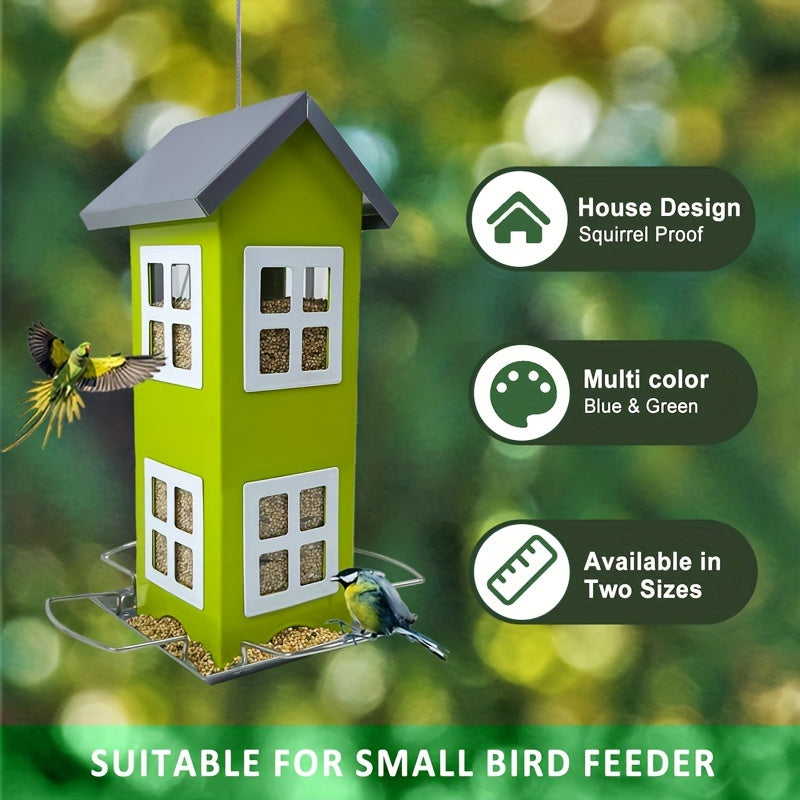 1pc Large Capacity All Metal Wild Bird Feeder - Squirrel Proof, Removable Roof, 4 Port Hanging Feeder - Durable, Weather Resistant, Easy to Clean Outdoor Bird Feeder for Backyard