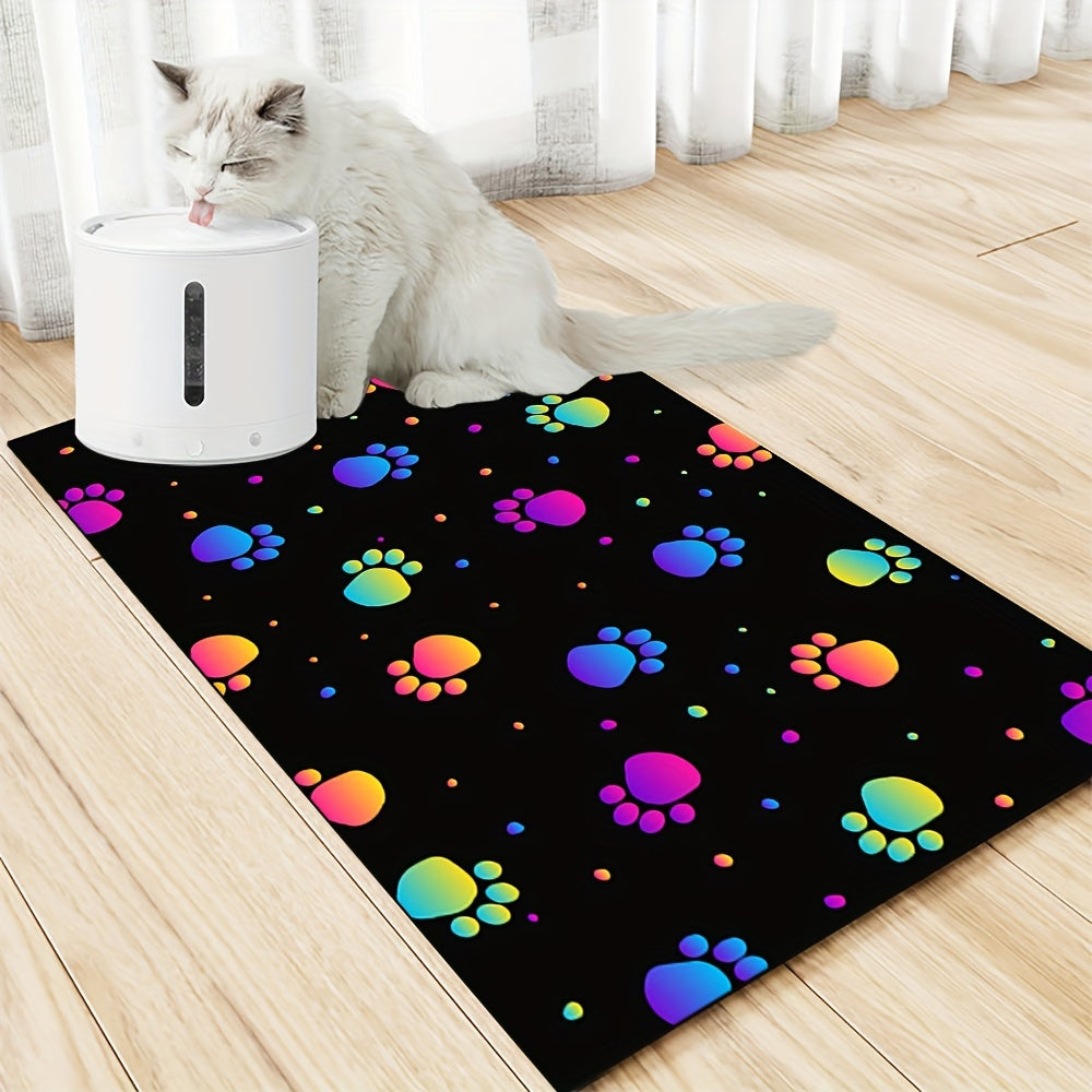 [Quick Drying Dog Bowl Mat] Quick Drying Polyester & Rubber Dog Bowl Mat - Absorbent Non-Slip Pet Feeding Mat for Food and Water - Durable Cat Mat for Dogs, Easy Clean