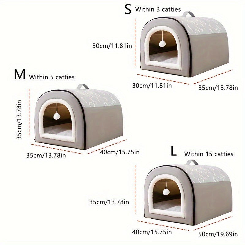 1pc Cozy Cartoon Pet Bed - Soft PP Cotton, Removable & Washable, Four Seasons Universal Kennel for Extra Small to Large Dogs
