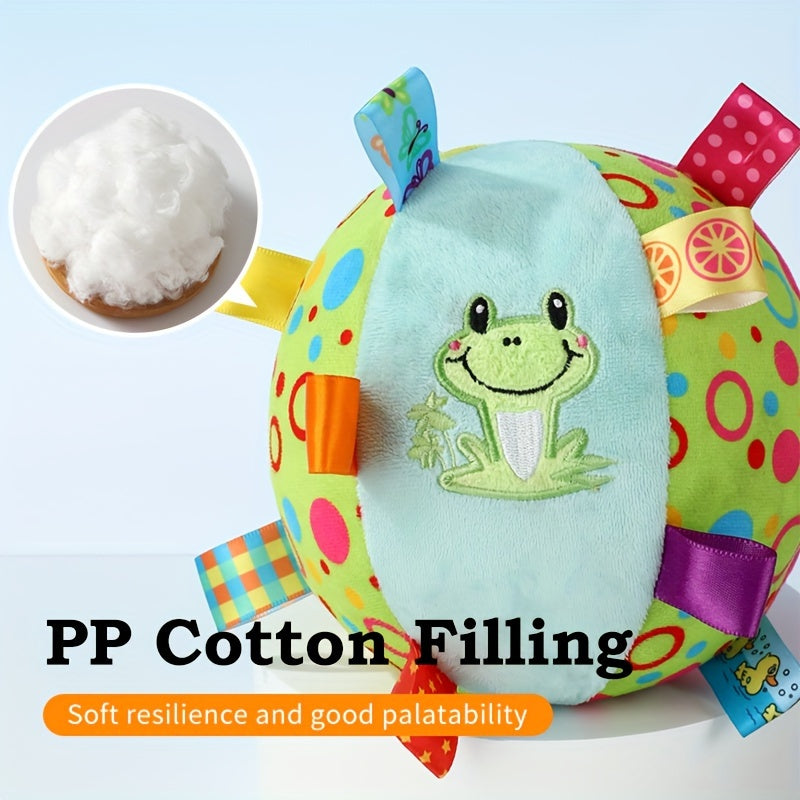 [1pc Durable Squeaky Ball Toy] 1pc Colorful Cartoon-Themed Plush Squeaky Ball Toy for Large Dogs - Durable Chew & Teeth Cleaning Interactive Pet Toy with Ribbon Tail, No Batteries Required, Dog Toys