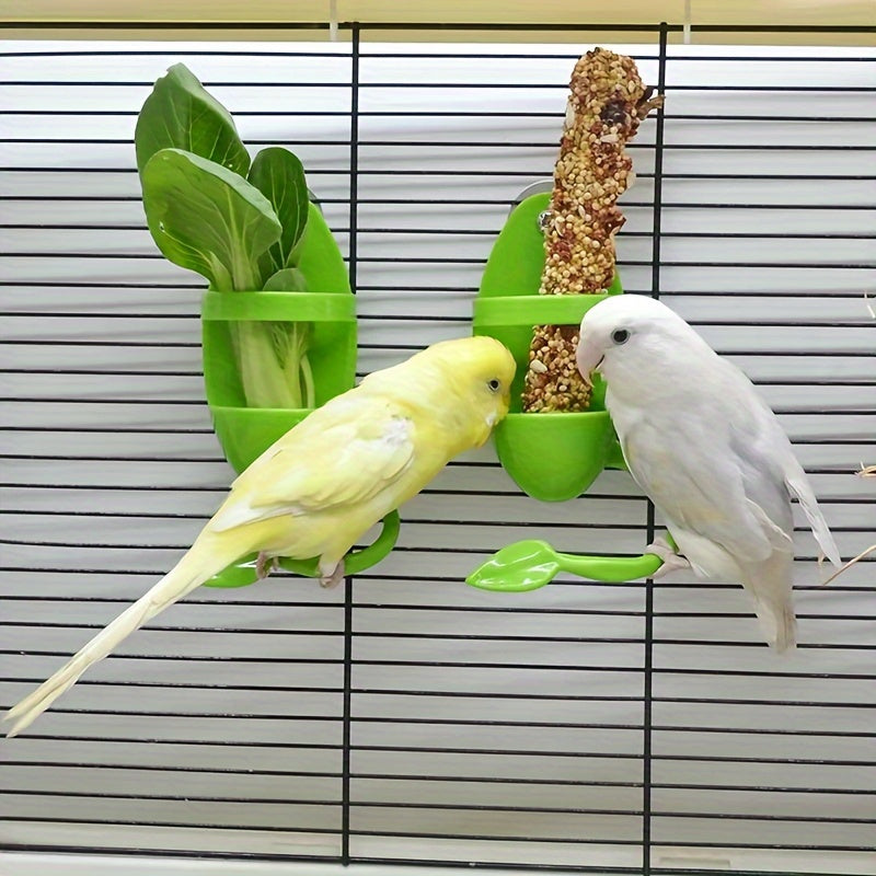 YIYUANPET Parrot Bird Feeder Toy, Plastic Fruit and Vegetable Basket with Calcium Station, Interactive Seed Caddy for Parakeets, Cockatiels, Lovebirds, with Easy Wall Mount Swing