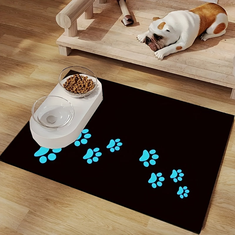 [1pc dog paw pet mat] 1pc cute blue dog paw pet feeding mat, Halloween Christmas decoration