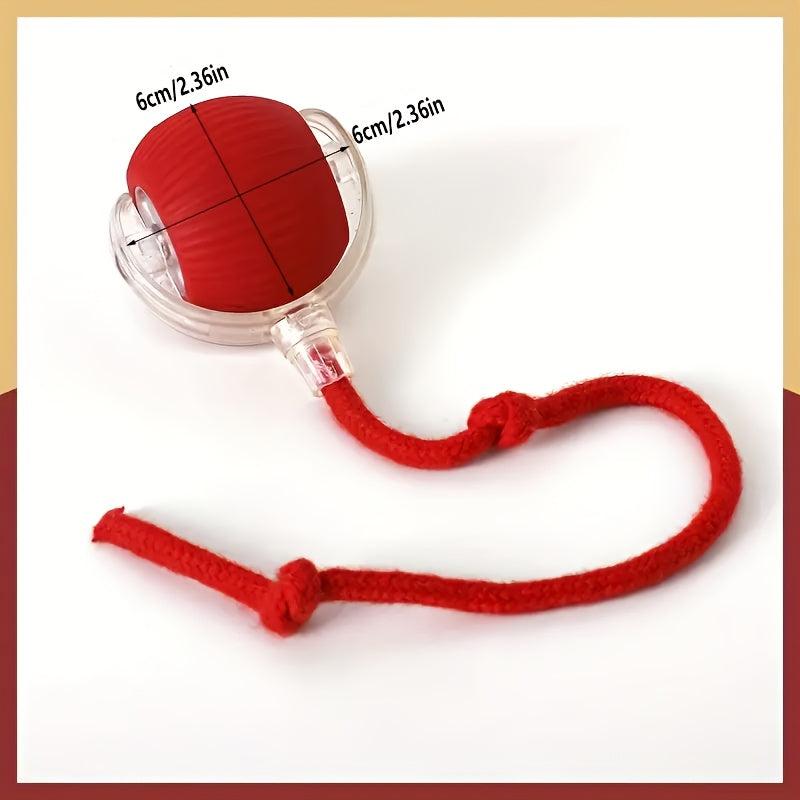 Interactive Pet Toy - 1pc Striped Silicone Magic Ball, USB Charging, Automatic Rolling, Cartoon Design for Small Dogs & Cats