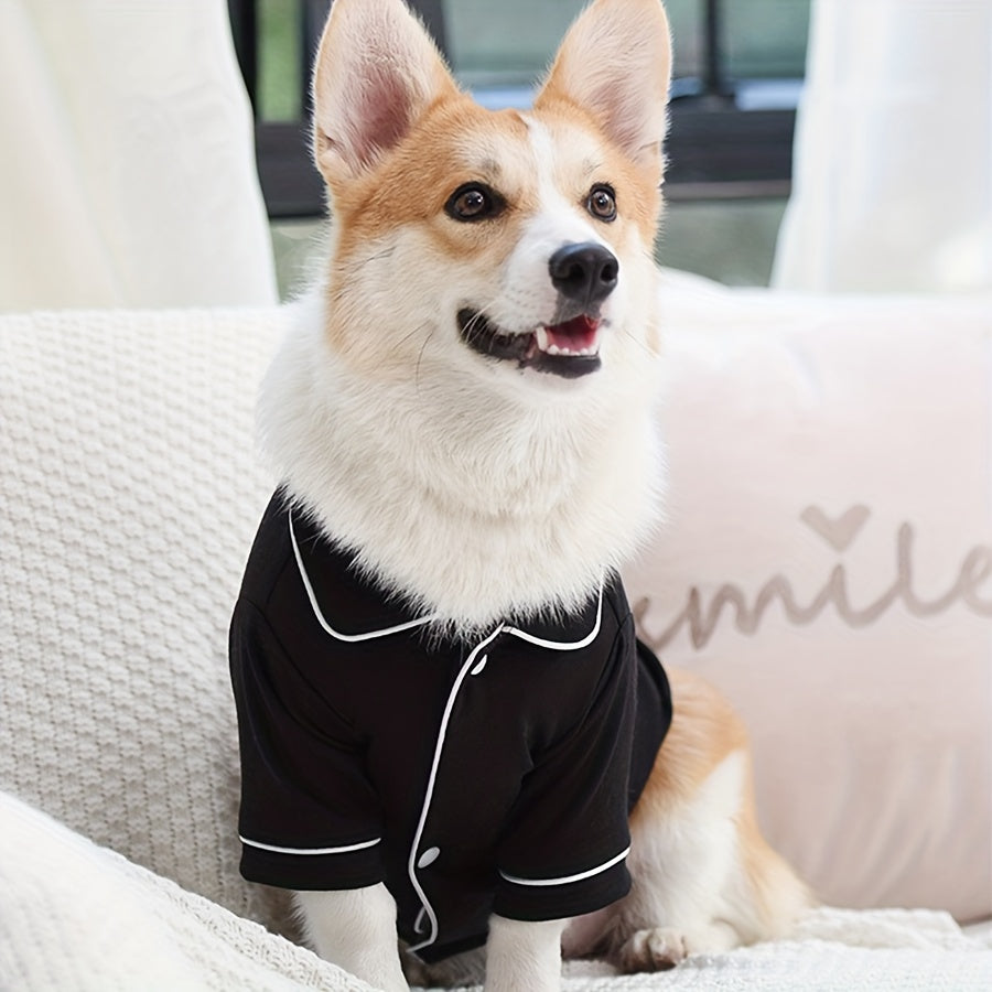 Pet Pajamas for Dogs and Cats - Woven Polyester Dog Sleepwear, Small Breed Nightwear with Button Closure, Machine Washable Pet Apparel for Puppies and Kittens