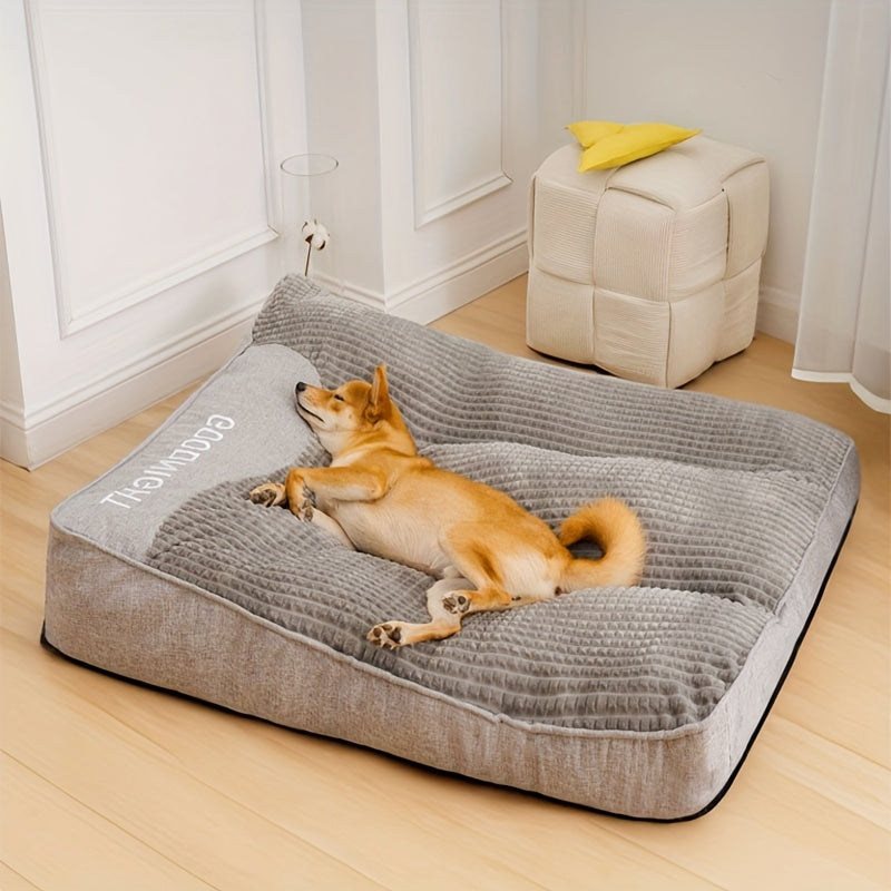 Extra Large Dog Bed for Medium & Large Dogs - Deep Sleep Mattress with Ergonomic Support, Cooling Gray & Beige Striped Design, Durable Polyester, No Assembly Needed, Perfect for Indoor Pets, Dog Bed for Large Dogs, Indoor Pet