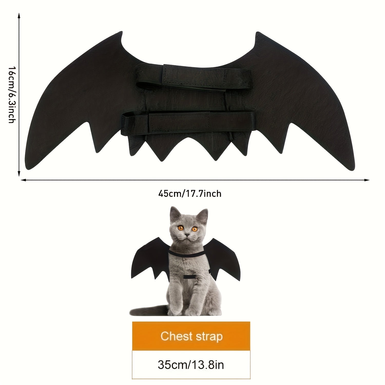Solid Color Polyamide Bat Wings Cat Costume - All-Season Pet Apparel for Mini & Toy, Small Breeds - Woven Non-Battery Halloween Cat Bat Wing Dress-Up Accessory