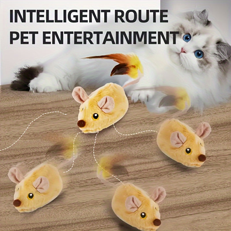 Interactive Cat Toys, Indoor Cat And Mouse Rechargeable Remote Control Cat And Mouse Toys, Feather Tail Electric Automatic Movement Remote Control Mouse And Cat Toys, All Varieties Of Cats Bored And Fun Cat Toys Wireless Chas