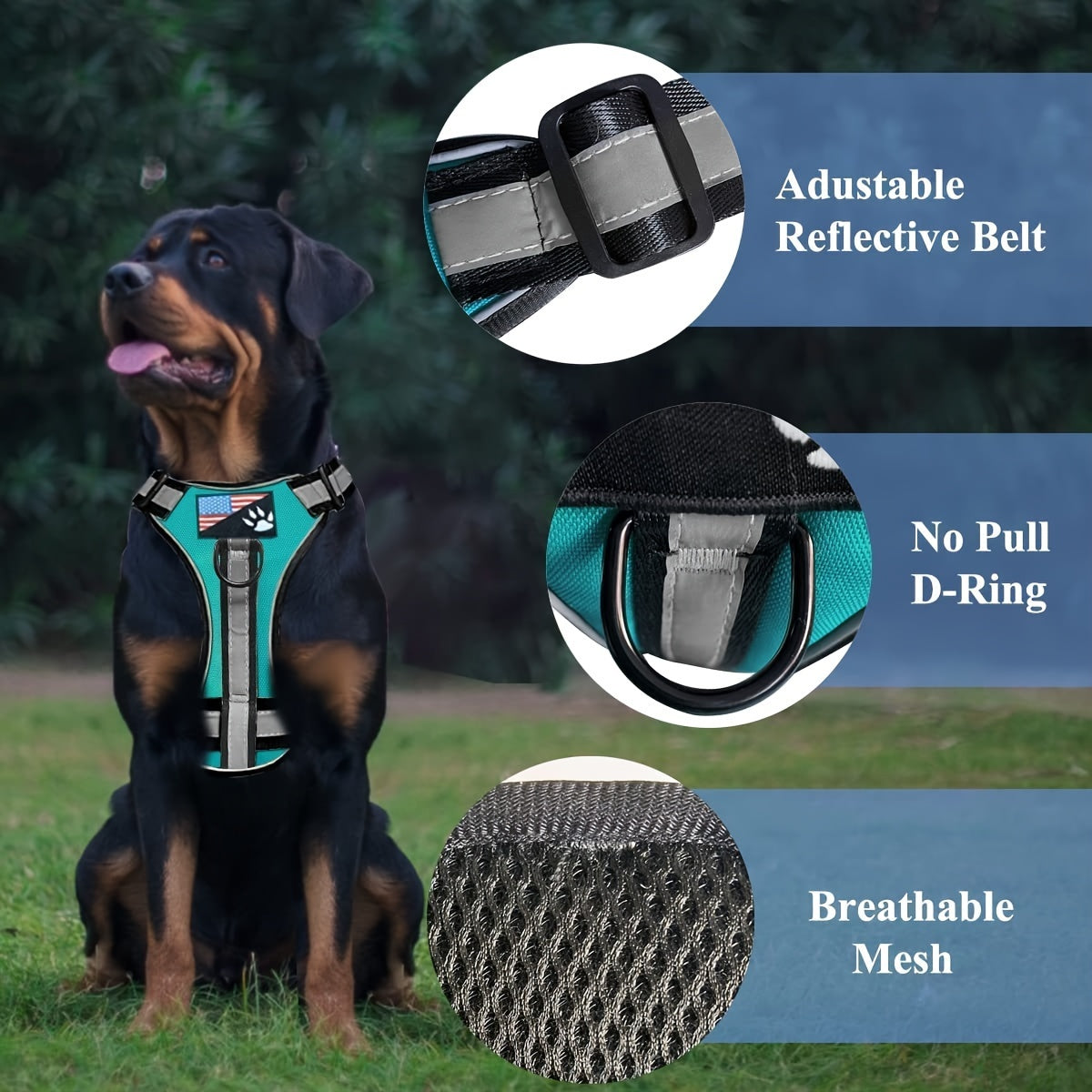 3pcs Service Dog Vest Harness Set, Polyamide Material, Adjustable No-Pull Pet Harness, Leash & Collar, with Hand Wash Only, for Walking, Training & Outdoor Activities, Without Battery