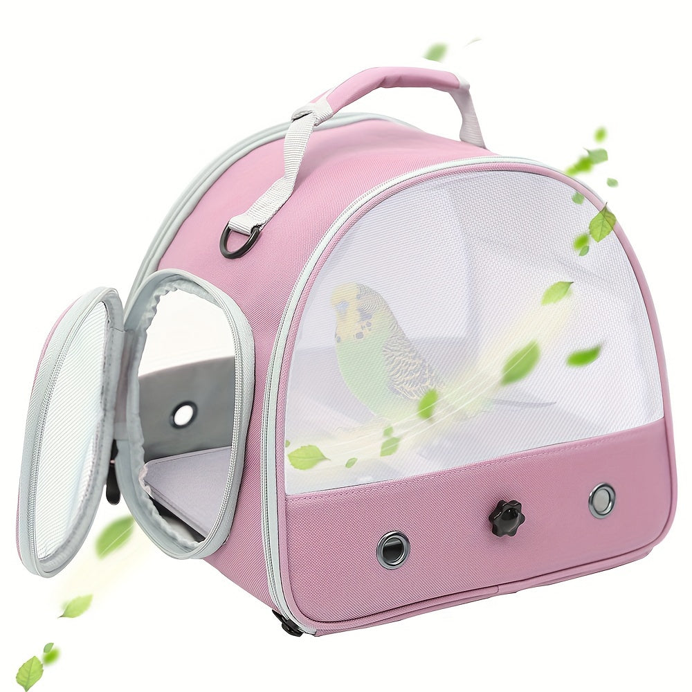 1pc Bird Carrier Cage, Portable Clear Small Bird Carrying Cage With Standing Wooden Perch And Soft Mat, Airline Approved Outdoor Bird Travel Cage