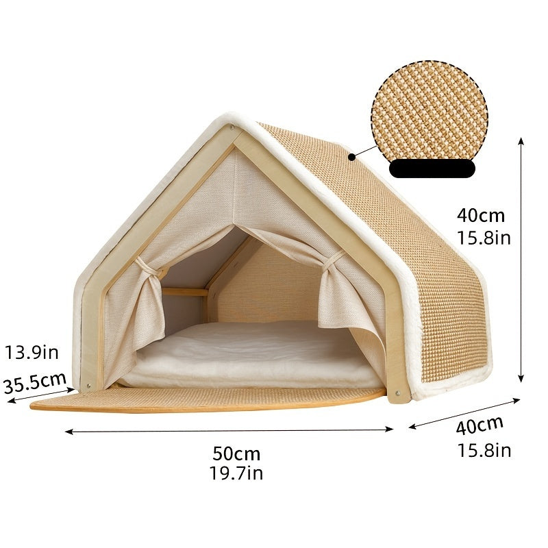 19.68 inches Shell shape sisal cat house Semi-enclosed sleeping bag cat house Natural cat scratching board Anti-chip design Universal pet furniture for indoor and outdoor use