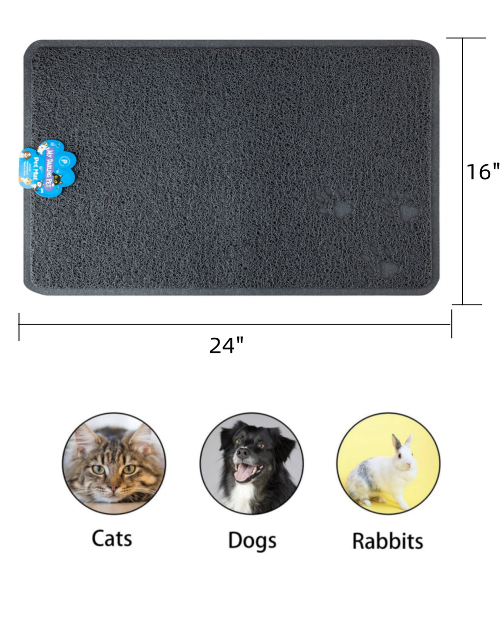 24"X"16" PVC Pet Feeding Mat Large for Dogs and Cats, Flexible and Easy To Clean Feeding Mat, Best for Non Slip Waterproof Feeding Mat.