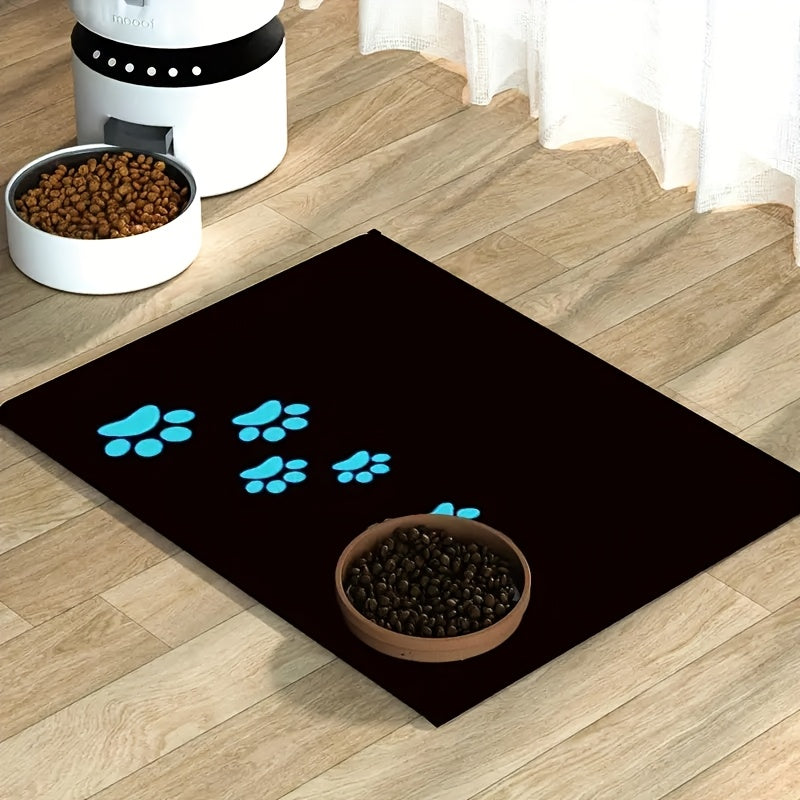 [1pc dog paw pet mat] 1pc cute blue dog paw pet feeding mat, Halloween Christmas decoration