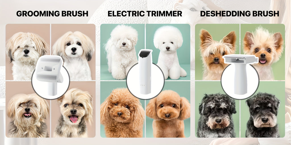 Dog Grooming Kit & Vacuum & Blow Dryer, Pet Grooming Vacuum with 6 Grooming Tools & Trimmer & Guide Combs, for Dog Cat And Other Animals