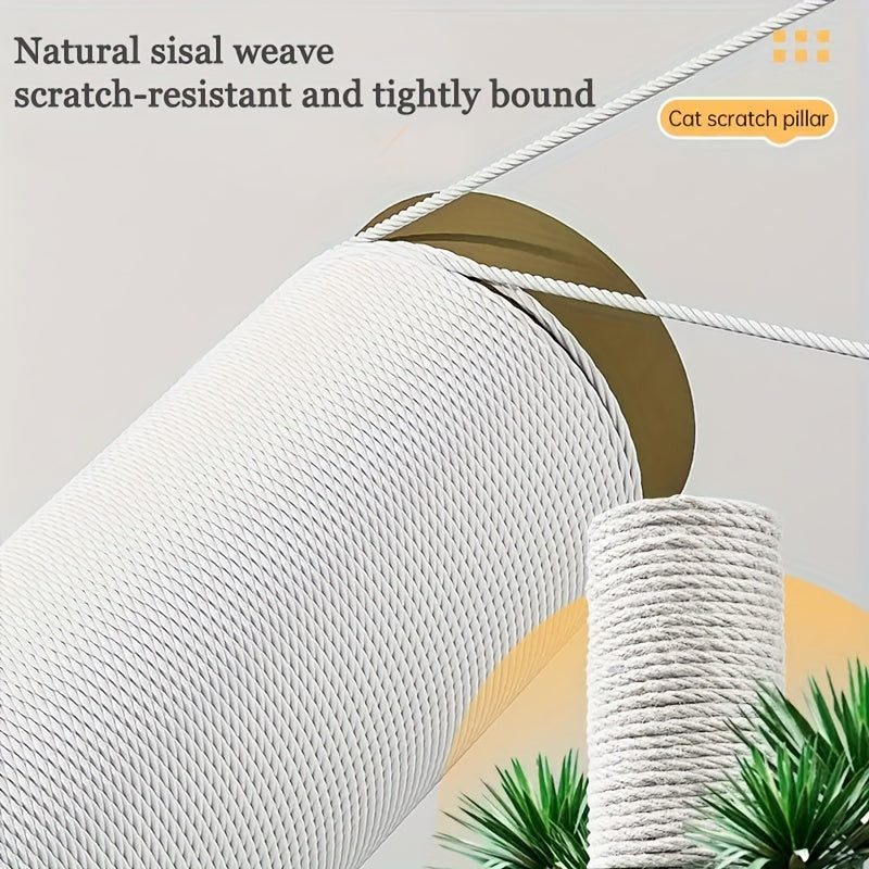 32"/24" Extra Large Vertical Sisal Cat Scratching Post, Cat Scratching Post with Hanging Ball Toy - Durable, Wide Base with Quiet Non-Slip Pad And Cat Toy Plush Ball, Anti-Scratch High Cat Scratcher for Indoor Cats, Modern Pe