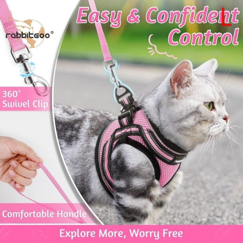 Reflective Pet Harness And Leash Set For Dogs And Cats, Adjustable Puppy Cat Vest Harness With Soft Mesh