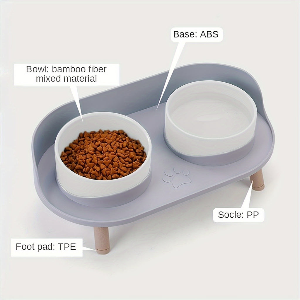 [Durable Pet Feeding Station] Durable Multifunctional Pet Feeding Station | Double Bowls for Cat and Dog | Neck Protection Design | Non-Slip Spill-Resistant Base | Easy to Clean for Small and Medium Pets