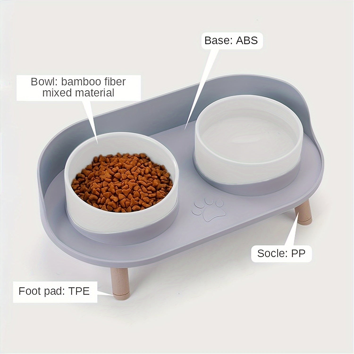 [Durable Pet Feeding Station] Durable Multifunctional Pet Feeding Station | Double Bowls for Cat and Dog | Neck Protection Design | Non-Slip Spill-Resistant Base | Easy to Clean for Small and Medium Pets