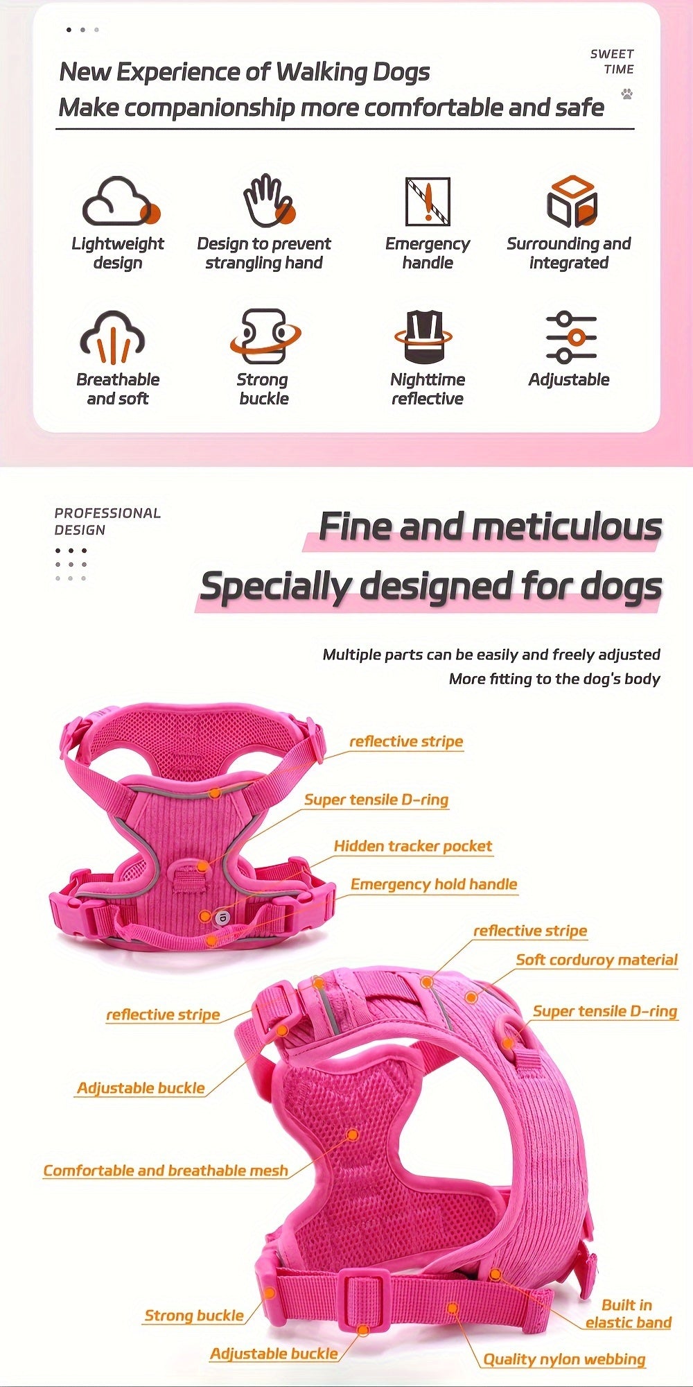 Fashionable And Cute Corduroy Pet Harness