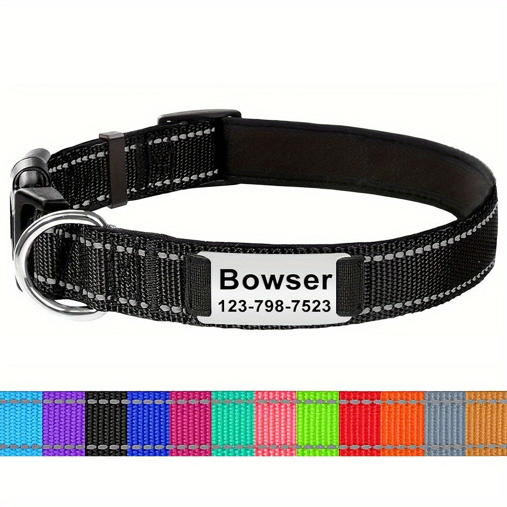 Personalized Pet Collars, Customized Dog Nylon Collar With ID Pendant Tag, Dog Outdoor Accessories And Decorations - Nice Gift For Pets