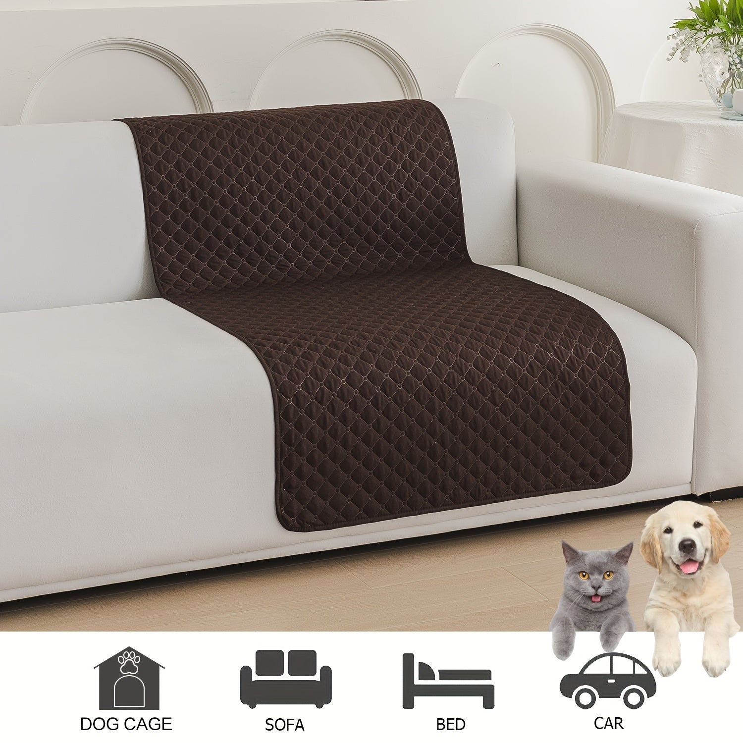 Waterproof Pet Bed Mat for Medium & Large Dogs - Non-Slip, Odor-Resistant Sofa Protector with Plaid Polyester Fill, Machine Washable, Pet Furniture Protection, Urine-proof, Car Mat