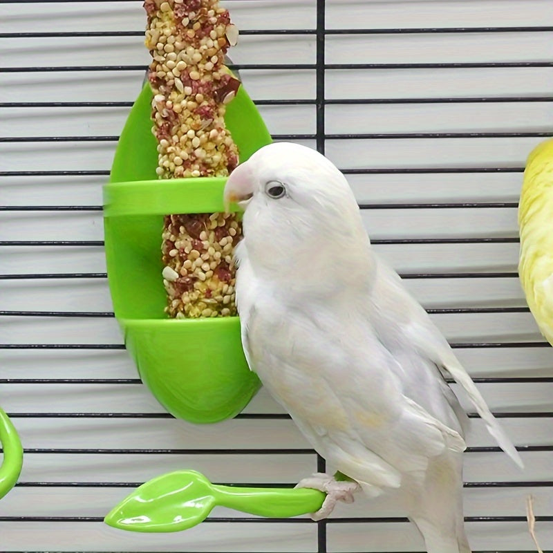 YIYUANPET Parrot Bird Feeder Toy, Plastic Fruit and Vegetable Basket with Calcium Station, Interactive Seed Caddy for Parakeets, Cockatiels, Lovebirds, with Easy Wall Mount Swing