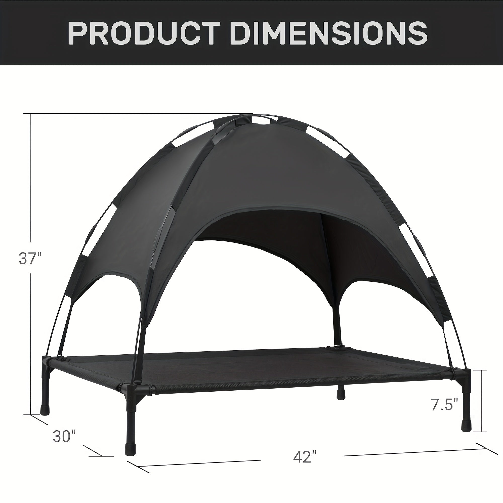 HEEYOO 42" Raised Dog Bed with Detachable Canopy - All-Weather Foldable Pet Cot for Indoor/Outdoor Use, Cooling Breathable Mesh & UV Protection, Windproof Sun-Resistant Elevated Bed for Dogs & Cats, Camping, Living Room, Bedr