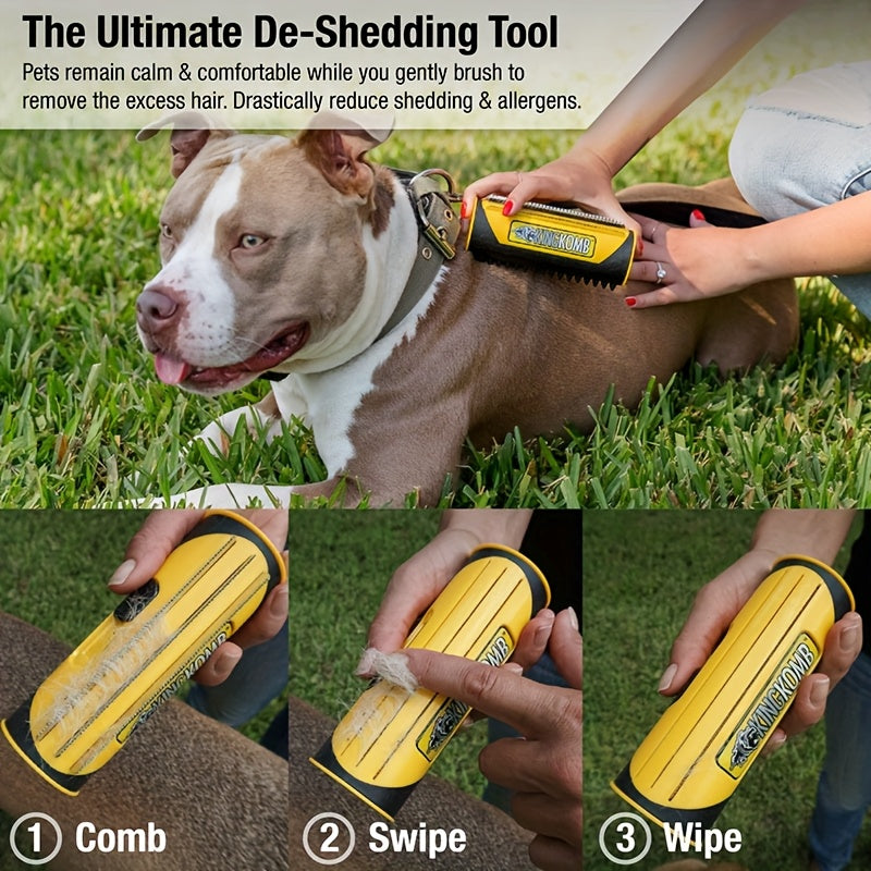 [Medium & Large Pet Grooming Set] 1/2pcs PetPro Stainless Steel & Plastic Dog Grooming Brush Set, Uncharged Hair Remover Comb for All Life Stages, Medium & Large Fur Pets, Fine Tooth Cleaning Brush Included