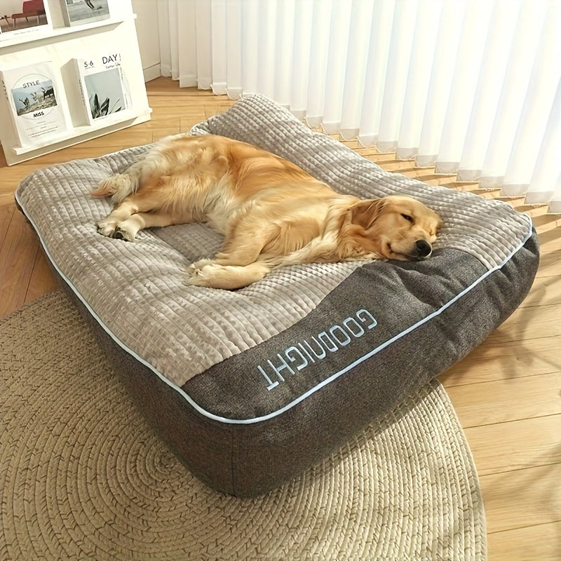 Extra Large Dog Bed for Medium & Large Dogs - Deep Sleep Mattress with Ergonomic Support, Cooling Gray & Beige Striped Design, Durable Polyester, No Assembly Needed, Perfect for Indoor Pets, Dog Bed for Large Dogs, Indoor Pet